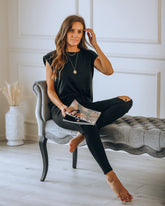 T-shirt en coton mélangé « Soif d'aventure » - Noir